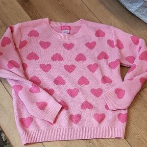 Zunie Pink Heart Sweater, Girls Large 10-12